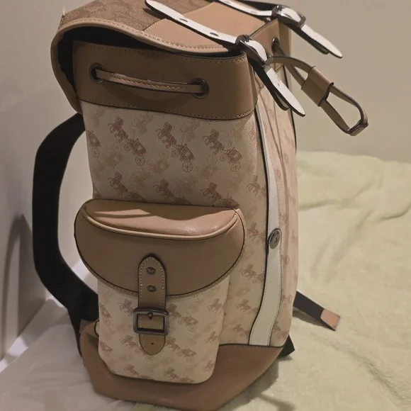 Tan and Cream Coach Backpack - www.joarbit.com display picture 3